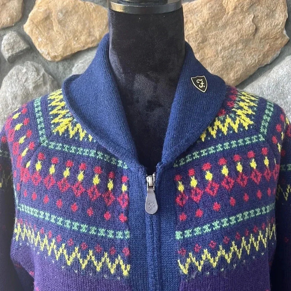 Rare*‎ Farah Vintage fair ice nordic cardigan wool Sweater - Picture 2 of 13